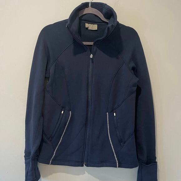 Athleta Tops - Athleta Women’s Full Zip Navy Athletic Jacket Multi Pockets Fleece Lined Size Lg